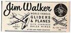 1962 JIM WALKER Toy Gliders Plane Balsa Wood Vintage Print Ad
