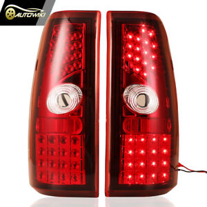 For 99-06 Chevy Silverado 99-02 GMC Sierra LED Tail Lights Chrome Red Rear Lamps (For: 2000 Chevrolet Silverado 1500)