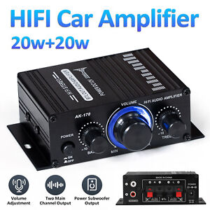 12V HiFi 2 Channel Power Amplifier Mini Stereo Audio FM Car Home AMP 400W
