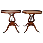 Mersman Lyre Side Tables Set of two Oval Top Violin Pedestal Base Real Mahogany