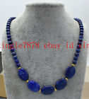 Natural 6mm & 13x18mm Blue Lapis lazuli Gemstone Beads Necklace 20'' AAA+