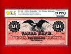 1860s $10 Canal Bank of New Orleans PCGS 69 SUPERB GEM UNC RARE CIVIL WAR NOTE