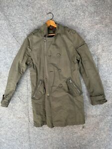 Mens Olive Green Saks Fifth Avenure Military Trench Coat Adult Small