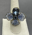Heidi Daus Blue Swarovski Crystal Flower Ring Sz 8