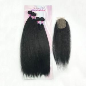 New ListingAfro KinkyHuman Hair Bundles with Closure Lace Frontal Hair Extensions