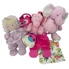 Baby Girl 6 Piece Lot Lovey Plush Teether Rattle Crinkle Doll Toys Pink White