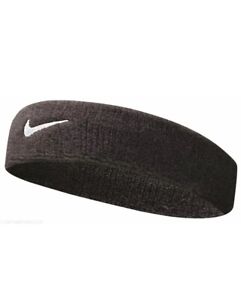 Nike Headband Mens One Size Black Athletic Sport Team Unisex White Swoosh
