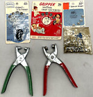 LOT OF 2 VINTAGE FASTENERS GROMMET PLIERS EYELET SNAP PUNCH W/EXTRA SNAPS