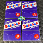 4-PACK LOT OF BAZOOKA GRAPE BUBBLE GUM 6 PIECES PER BOX=24 PIECES +JOE COMIC!