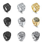Mens Cross Rings Stainless Steel Black Gold Party Band Punk Wedding Jewelry Gift