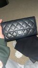Authentic Chanel Caviar Black Leather Classic Flap Wallet