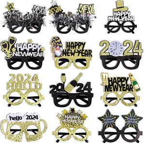 3PCS/Set Happy New Year Paper Glasses 2024 Eyeglasses Frame Photo Booth Props