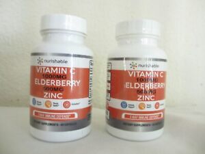 2 x 60 Packs Nurishable Vitamin C, Elderberry & Zinc Immune Support Supplement