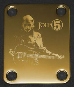 GUITAR NECK PLATE Custom Engraved Etched - Fits Fender - JOHN 5 - Gold