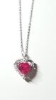 Kay jewelers Sterling silver pink sapphire lab created heart pendant necklace