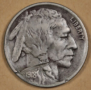 New Listing1918-d Buffalo Nickel.  Natural Uncleaned.  VF Detail.  195765