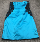 David's Bridal Womens Cocktail Dress Size 8 Blue Strapless Satin Lace Malibu EUC