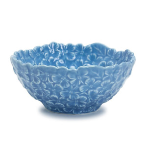 Two's Company Blue Hydrangea Floral Porcelain Tidbit BOWL New