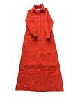 Vtg 70s Young Pendleton Red Orange Virgin Wool Trench Coat Sz 13-14 Adult S