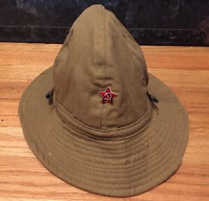 Vtg. Vietnam War Era USSR SOVIET RUSSIAN Boonie Green Bucket Brim Jungle Hat Cap