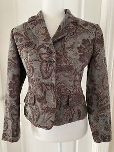 Vintage Roth-Le Cover Blazer Jacket Womens Petite 4 4P Lined Brocade Paisley