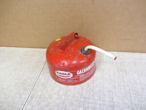 VTG METAL VENTED GASOLINE CAN EAGLE 2.25 GALLON GAS OLD STYLE W SPOUT SP 2-1/2