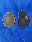 Agate Geode Lot of 2 Quartz Polished Both Sides Geode Slices with jewelry clasps