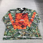 New Hood By Air Shirt Mens Large Flames HBA Spell OUt Camo Green HBA Black