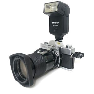 Minolta Camera SRT SC ii w/ Flash Auto 128 & Gemini Macro Zoom 28-80mm Tested