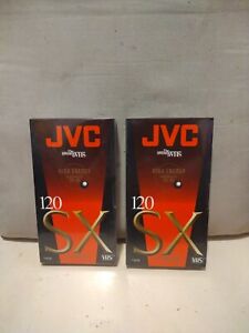 JVC T-120 SX Blank High Performance VHS Tapes New & Sealed Lot of 2