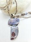 Blue Fossil Coral Gemstone Handmade 925 Silver Pendant Necklace 30