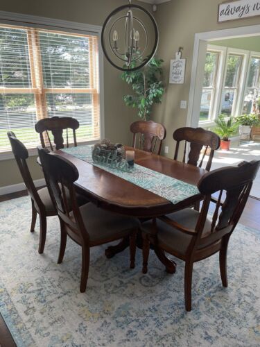 dining room set table 6 chairs 2 leaves