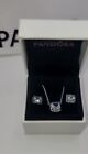 Authentic Pandora Sparkling Halo Earring + Necklace Jewelry Gift Set