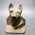 Vintage GERMAN SHEPHERD Dog Head/Bust BOOKEND, Bronzed Cast Iron