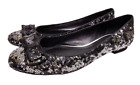 Kate Spade Ballet Flats Charcoal Black Sequins Shoes With Bow Women's Size 8.5 M