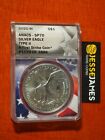 2021 W BURNISHED SILVER EAGLE ANACS SP70 FIRST STRIKE LABEL TYPE 2