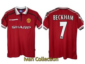 David Beckham Jersey #7 Manchester United Home Jersey 98/99 Retro