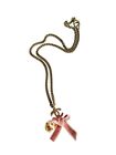 Authentic Chanel Pendant Necklace, Gold Tone w/ CC, Pink Velvet Bow, Faux Pearl