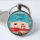 Happy Camper Keychain or Pendant Free shipping