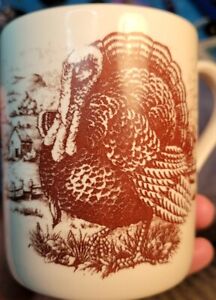 Vintage ENGLAND turkey coffee mugs Lot Of 3 Autumn Thanksgiving Souvenir