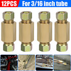 12X Straight Brass Brake Line Inverted Compression Fitting Unions For 3/16