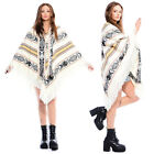 Vtg 70s Ethnic Fringed Mexican Boho Hippie Poncho Sweater Cape Jacket Blanket