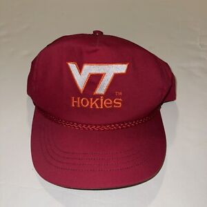Vintage 90s Virginia Tech VT Hokies Rope Trucker SnapBack Hat Made In USA 1994
