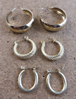 Fashion Jewelry Lot 3 Pairs of  Gold-tone Leverback Hoop Earrings #315