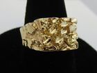 SIZE 5,6,7,8,9,10,11,12, 13 MENS, 14 KT GOLD EP NUGGET SQUARED OFF RING STYLE 1