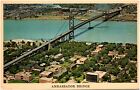 Ambassador Bridge from Detroit Michigan to Windsor Ontario 1950s Chrome Postcard