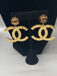 Chanel Gold Paris Large Dangle Earrings