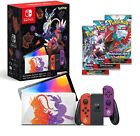 Nintendo Switch OLED Pokemon LE Scarlet Violet + FREE New 3 TCG Booster Packs