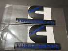 2x BLACK / Blue Cummin Turbo Diesel Decal Nameplate Emblem