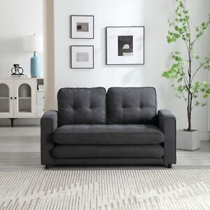 3 Fold Sofa Convertible Futon Couch Dark Gray Sleeper Sofabed Pull Out Couch Bed